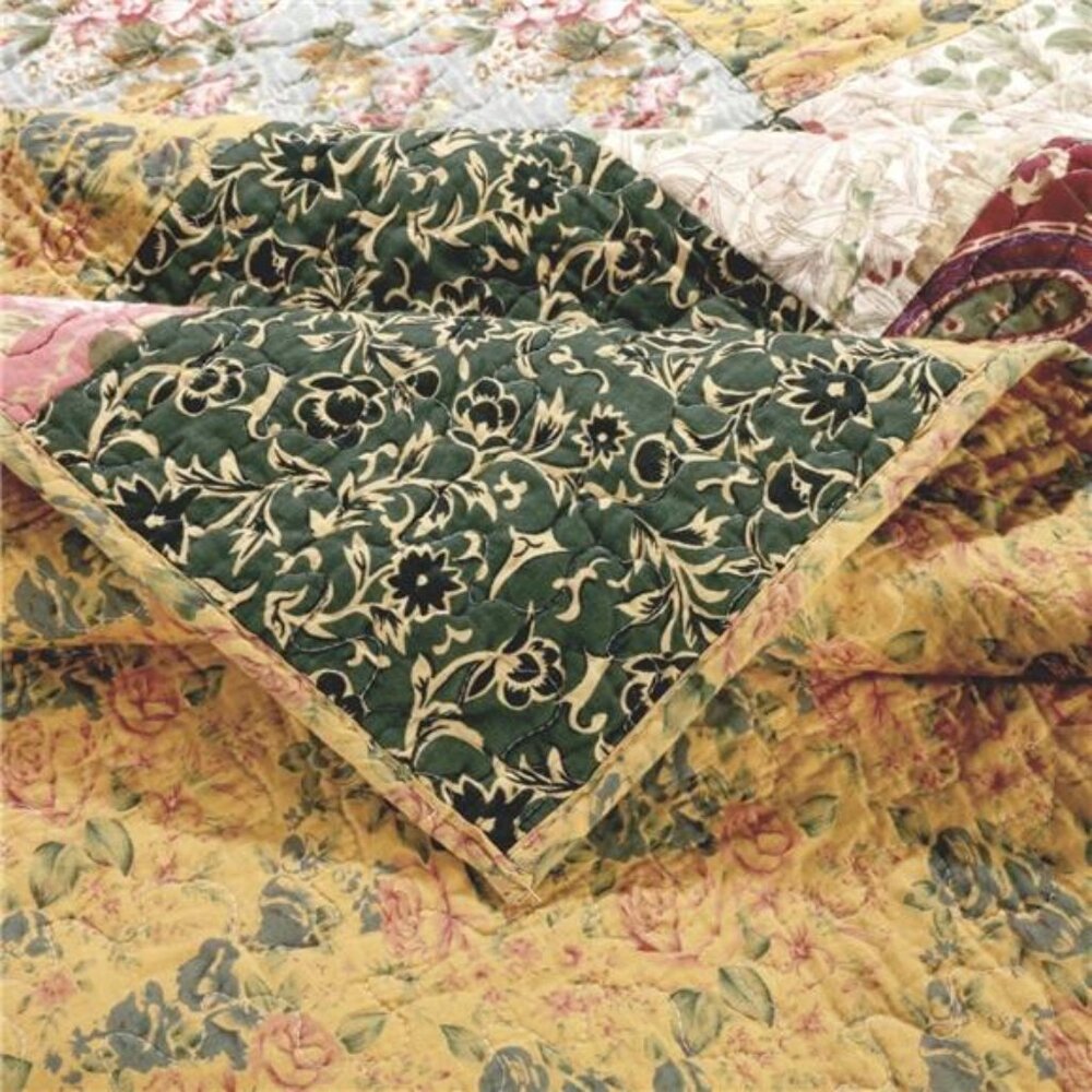 NEW Anthro Boho Floral Patchwork Throw Blanket Bedspread Quilt Bedding 50" x 60" - Picture 10 of 12